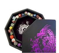 Fantasydice- Fire Dragon - Dice Tray - 20CM Octagon with Lid and Dice Staging Area- Holds 5 Sets of Dice(7 / Standard) For All Tabletop RPGs Like D&D, Call of Cthulhu, Shadowrun. (Purple)