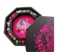 Fantasydice- Fire Dragon - Dice Tray - 20CM Octagon with Lid and Dice Staging Area- Holds 5 Sets of Dice(7 / Standard) For All Tabletop RPGs Like D&D, Call of Cthulhu, Shadowrun. (Pink)