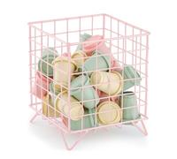 FantasyLife K Cup Holder Organizer, Coffee Pod Storage Basket, Coffee Bar Accessories Metal Basket, Large Capacity Countertop Organizer for Kitchen Counter & Office Desktop (Pink)