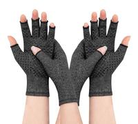 Fantasyon 2 Pairs Arthritis Gloves for Women & Men - Fingerless Compression Gloves with Silicone Dots for Arthritis Pain Relief, Support & Warmth(M, Grey)
