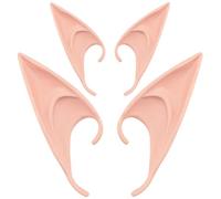 Fantasyon 2 Pairs Latex Elf Ear Skin Colour Fairy Elf Ears Soft Pointed Goblin Ears Pixie Ears Hobbit Ears Cosplay Dress Up Costume Accessories for Halloween Party Props