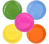 Fantasyon 30 PCS Colorful Party Paper Plates 6 Inch Classic Assorted Color Round Disposable Picnic Plates for Halloween Christmas Thanksgiving Birthday Party Supplies