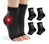 Fantasyon 4 Pairs Plantar Fasciitis Socks, Neuropathy Socks Compression Socks Neuro Socks for Women Men Ankle Support for Sprained Ankle for Sport Arthritis Pain Relief-Black,L/XL