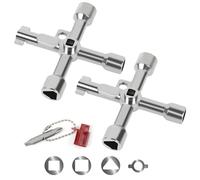 Fantasyon 4 Way Multifunction Utility Key, 2Pcs Meter Box Key Gas Key for Meter Reading, Triangle, Square, Panel Key for Cupboard, Cabinet, Water, Gas, Electric & Plumbing Applications
