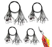Fantasyon 40Pcs Fishing Wire Trace Leaders Stainless Steel Lure Anti-bite with Swivels and Snaps Heavy Duty Pike Traces for Saltwater Freshwater(15cm,20cm,25cm,30cm), Black