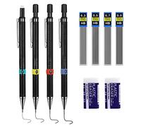 Fantasyon 4pcs Mechanical Pencil Set 0.3 0.5 0.7 0.9mm HB Automatic Retractable Lead with 4 Refills and 2 Rubbers Propelling for Students Sketching,Drawing, (Z-3572)