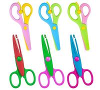 Fantasyon 6Pcs Kids Safety Scissors, Serrated Craft | Childrens training scissors for preschool crafts, toddler safe art project tool, scrapbooking & DIY photo scissors