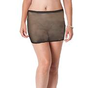 fantasystore Short Black Net Skirt Mini Plain Womans Bodycon Pull on Mesh