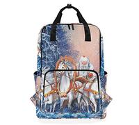 FANTAZIO A Russian Triple Of Horses With Santa Rides In Winter Forest Backpack Casual Daypack
