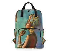 FANTAZIO African Princess Oil Painting Backpack Casual Daypack