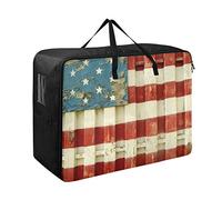 FANTAZIO American Flag Large Storage Bag for Clothes, Bedding