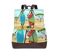FANTAZIO Backpacks African Women In Mountain Landscape School bag leather Daypack