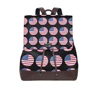 FANTAZIO Backpacks American Flag Circle Patterns School bag leather Daypack