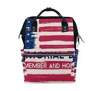 FANTAZIO Backpacks American Flag Memorial Day School bag canvas Daypack