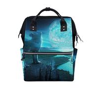 FANTAZIO Backpacks Animal Wolf With Chapped Earth School bag canvas Daypack