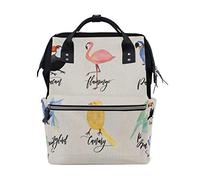 FANTAZIO Backpacks Animals Bird Toucan Flamingo And Parrot School bag canvas Daypack