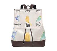 FANTAZIO Backpacks Animals Bird Toucan Flamingo And Parrot School bag leather Daypack