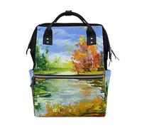 FANTAZIO Backpacks Autumn Landscape With The Wood River School bag canvas Daypack