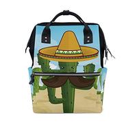 FANTAZIO Backpacks Cactus Character With Mexican Hat School bag canvas Daypack