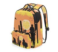FANTAZIO Backpacks Cactus Cowboys On Desert Pattern with Detachable Cross Bag Daypack