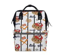 FANTAZIO Backpacks Cartoon Baseball Cat School bag canvas Daypack