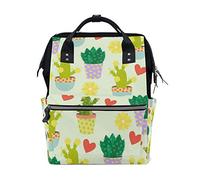 FANTAZIO Backpacks Cute Cacti Flowers And Hearts School bag canvas Daypack