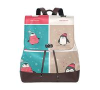 FANTAZIO Backpacks Cute Penguins Merry Christmas School bag leather Daypack