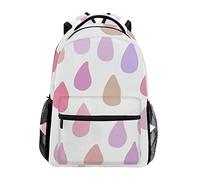 FANTAZIO Backpacks Pink Water Drops School bag weaving Daypack with zipper