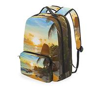 FANTAZIO Backpacks Tropical Beach At Sunset with Detachable Cross Bag Daypack