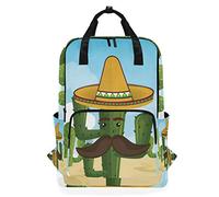 FANTAZIO Cactus Character With Mexican Hat Backpack Casual Daypack