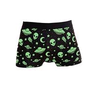 FANTAZIO Men's Boxer Brief Green Alien UFO Moon Mens Underwear