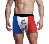 FANTAZIO Men's Boxer Brief Happy Bastille Day French Flag Pattern Mens Underwear