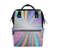 FANTAZIO Mummy Bag Backpack Abstract Rainbow Colorful Star Pattern School Bag