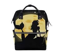 FANTAZIO Mummy Bag Backpack Beauty Mermaid In Full Moon Pattern School Bag