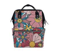 FANTAZIO Mummy Bag Backpack Bright Flowers Floral Pattern School Bag