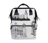 FANTAZIO Mummy Bag Backpack Buildings Sketch England School Bag
