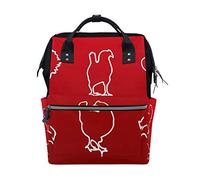 FANTAZIO Mummy Bag Backpack Chicken White Line Silhouette School Bag