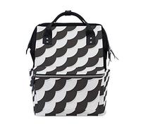 FANTAZIO Mummy Bag Backpack Circle Clouds Black And White School Bag