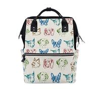 FANTAZIO Mummy Bag Backpack Colorful Puppy Dogs Pattern School Bag
