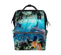 FANTAZIO Mummy Bag Backpack Dolphins Under Sea World School Bag