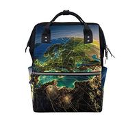 FANTAZIO Mummy Bag Backpack Earth Flying Line Pattern School Bag