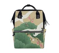 FANTAZIO Mummy Bag Backpack Japanese Crane Birds School Bag