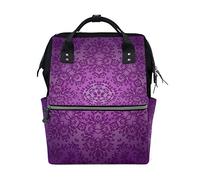 FANTAZIO Mummy Bag Backpack Lace Circle Oriental Ornamental Doily Amulet School Bag