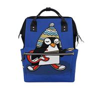 FANTAZIO Mummy Bag Backpack Penguin Rock Guitarist School Bag