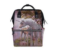 FANTAZIO Mummy Bag Backpack Pink Unicorn Forest Pattern School Bag