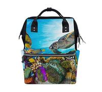 FANTAZIO Mummy Bag Backpack Sea Turtle And Fishes School Bag