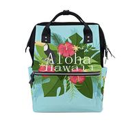 FANTAZIO Mummy Bag Backpack Tucan With Hawaii Aloha Pattern School Bag