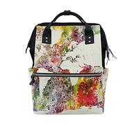 FANTAZIO Mummy Bag Backpack Watercolor World Map School Bag
