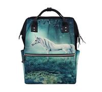 FANTAZIO Mummy Bag Backpack White Unicorn In A Forest School Bag