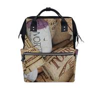 FANTAZIO Mummy Bag Backpack Wine Corks Pattern School Bag